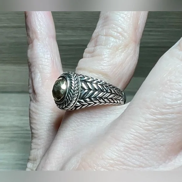 Designer JAI John Hardy Sterling Silver/14 K Gold Basket Weave Ring, Size 5 - Picture 6 of 8